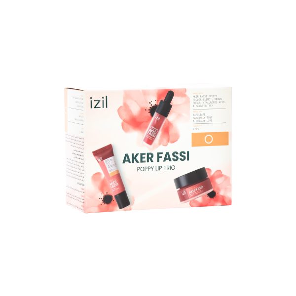 Aker Fassi Poppy Lip Trio - Exfoliate, Naturally Tint & Hydrate Lips & Cheeks - Image 3